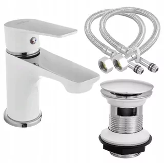 Kúpelňová umývací baterija ľavostrúcna biela - chrom solidna invena BU-19-002-V